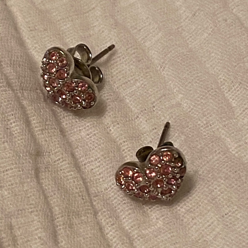 Pink and silver swarovski earrings